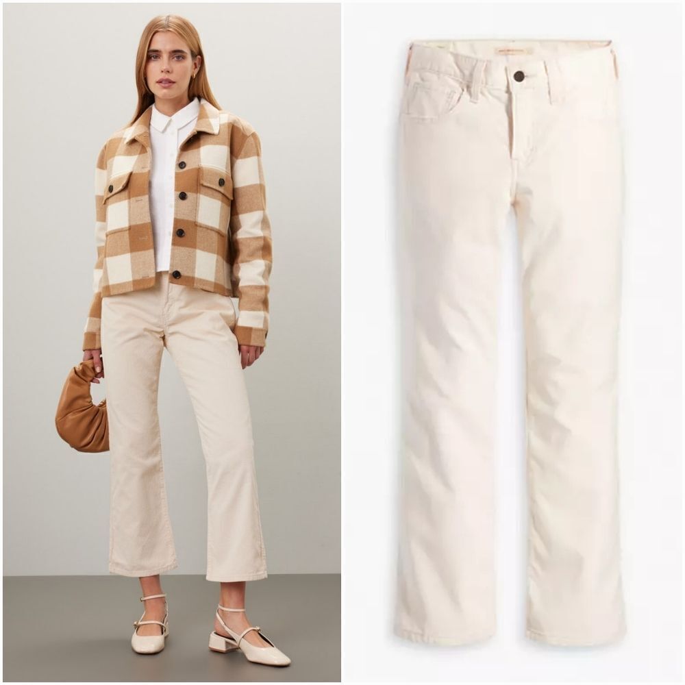 LEVI'S Middy Ankle Bootcut Ribbed Corduroy Flare Leg Trouser Pants Safari Tan 29